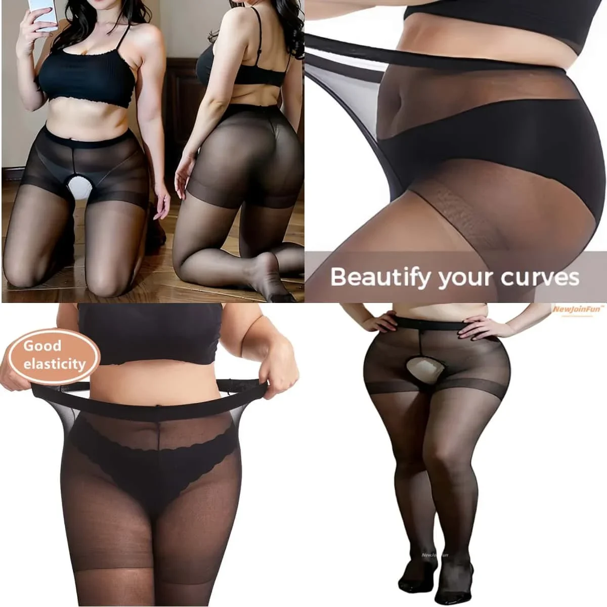 NewJoinFun Thin Breathable Sexy Women Sheer Large Size Pantyhose Plus Size Female Tights Stockings