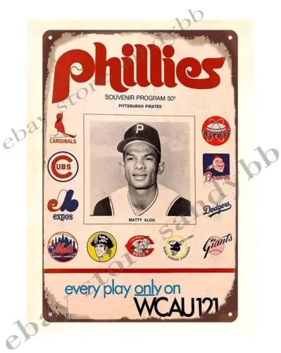 1 pcs,1970 baseball Philadelphia vs Pittsburgh metal tin sign accent wall plaques