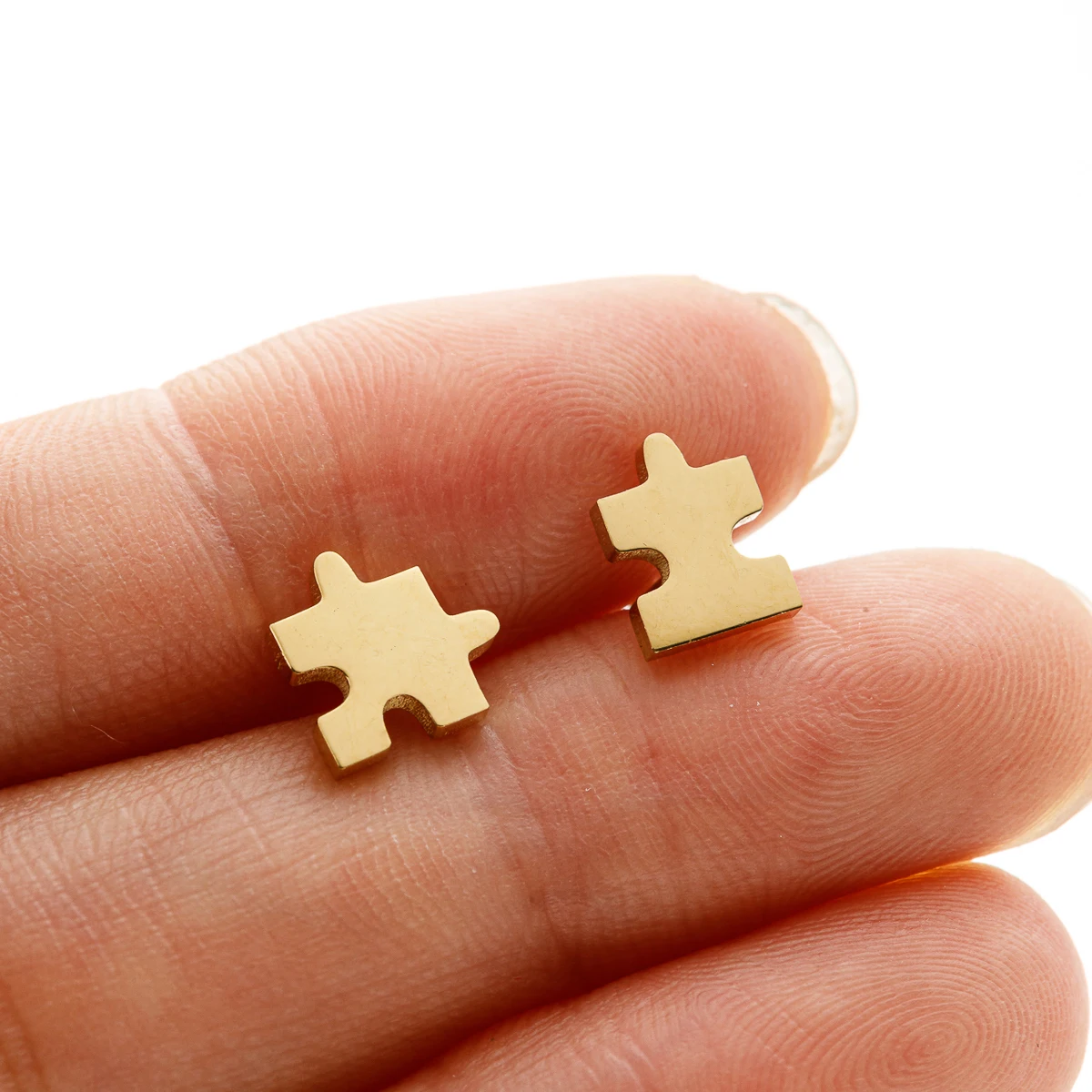 1 Pair Mini Stainless Steel Puzzle Stud Earring Stylish Cute Jigsaw ear studs New Women Minimalist Earrings Games Jewelry