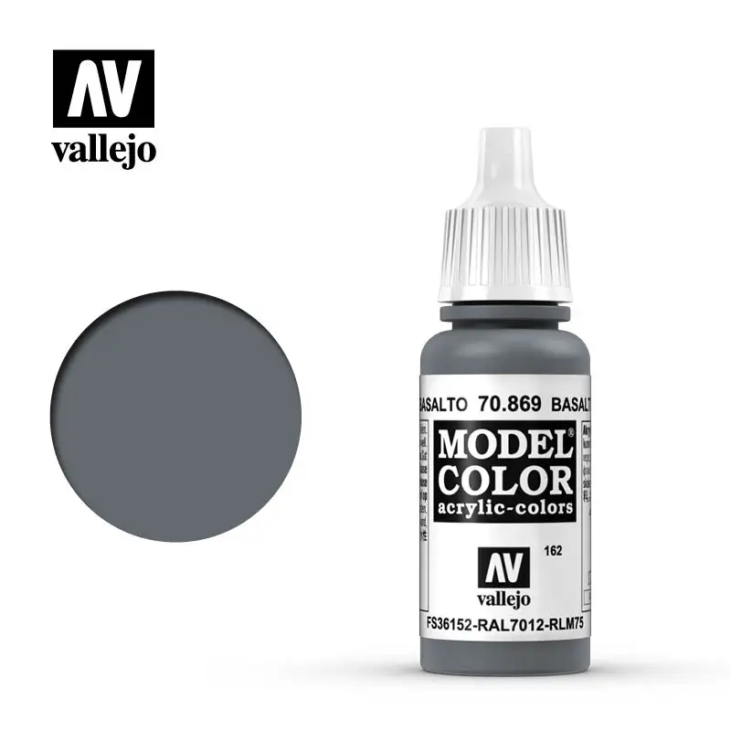 

Vallejo Paint Acrylic Spain AV 70869 162 Gris Basalto Basalt Grey Model Coloring Water-Based Hand Painted GunplaGundam Military