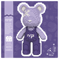 Cute Dream Purple Strap Bear Tiny Particles Building Block Assembly Educational Toys Men and Women Children Brain Gift Ornament