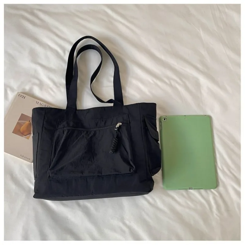 CEEKAY Nylon-Tragetasche mit Reißverschlussfach vorne, Seilanhänger, Tragegriff, vielseitig einsetzbar, für den täglichen Gebrauch, lässig, große Kapazität, Damenhandtasche – Detail 14