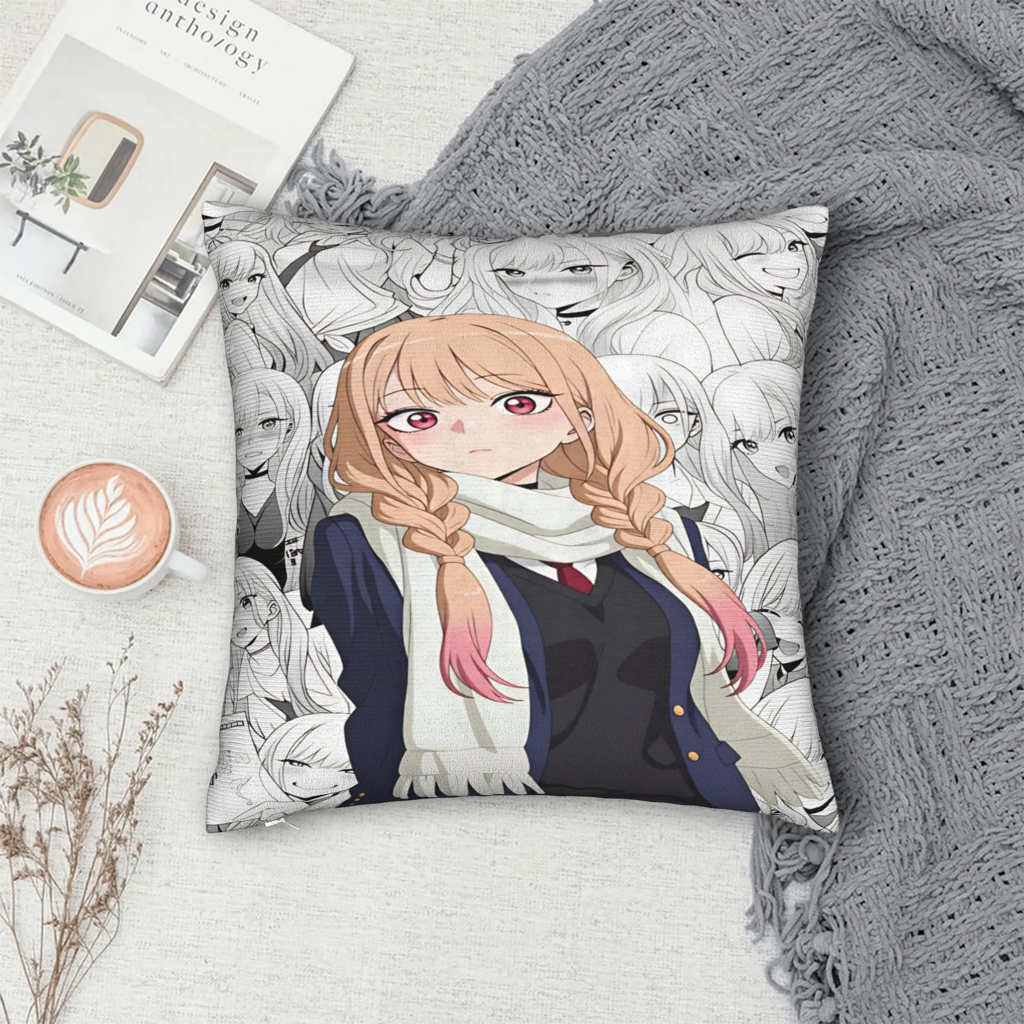 Marin Kitagawa Pillow Case Japan Anime  Vintage Pillow Cover Soft Pillowcases For Chair Sofa Home Decor