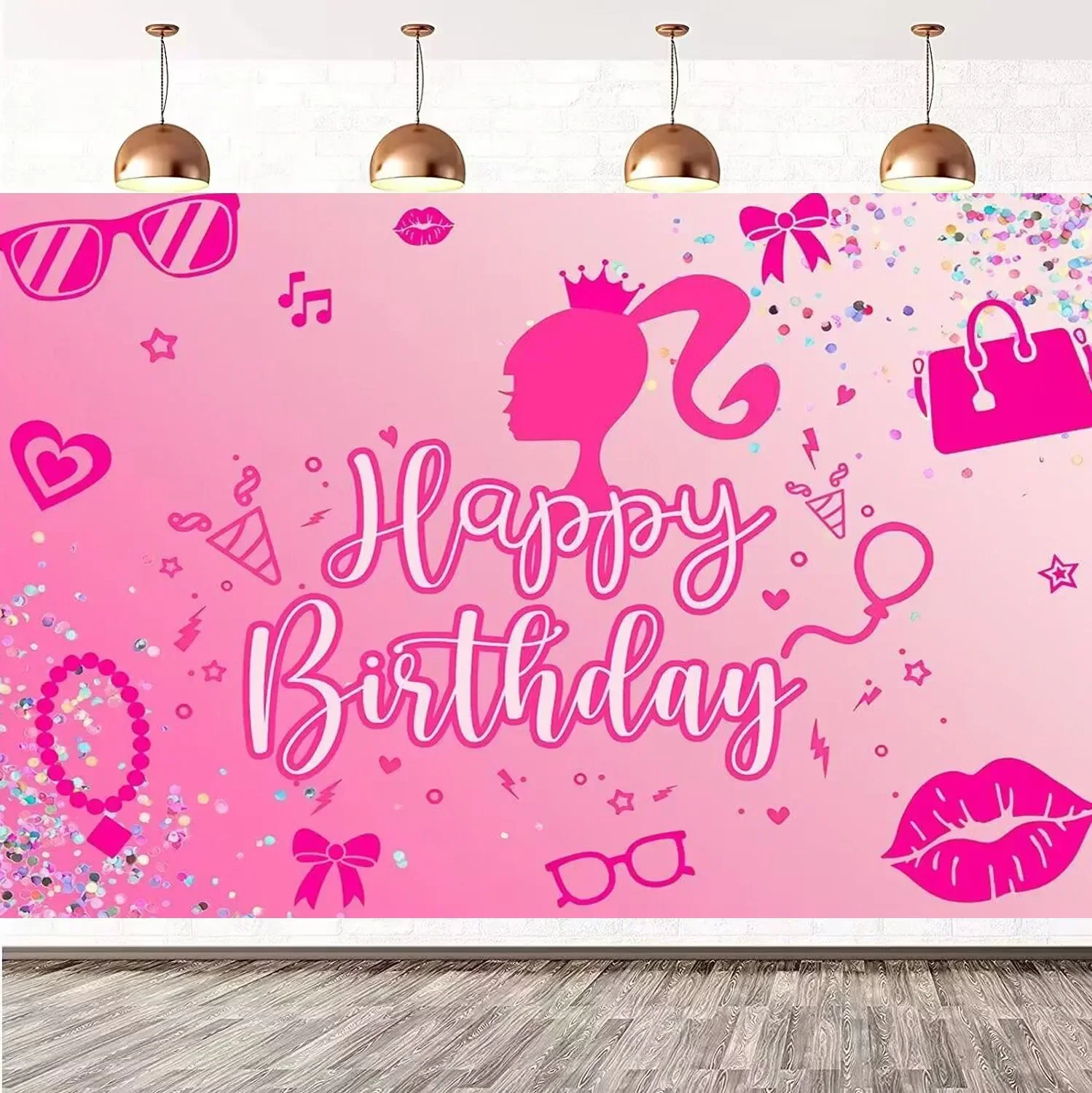 Barbie Prinzessin Sparkle Rosa Wand Hintergrund Hochzeit Dekoration Hintergrund Poster Banner Mädchen Geburtstag Party Dekoration Zubehör