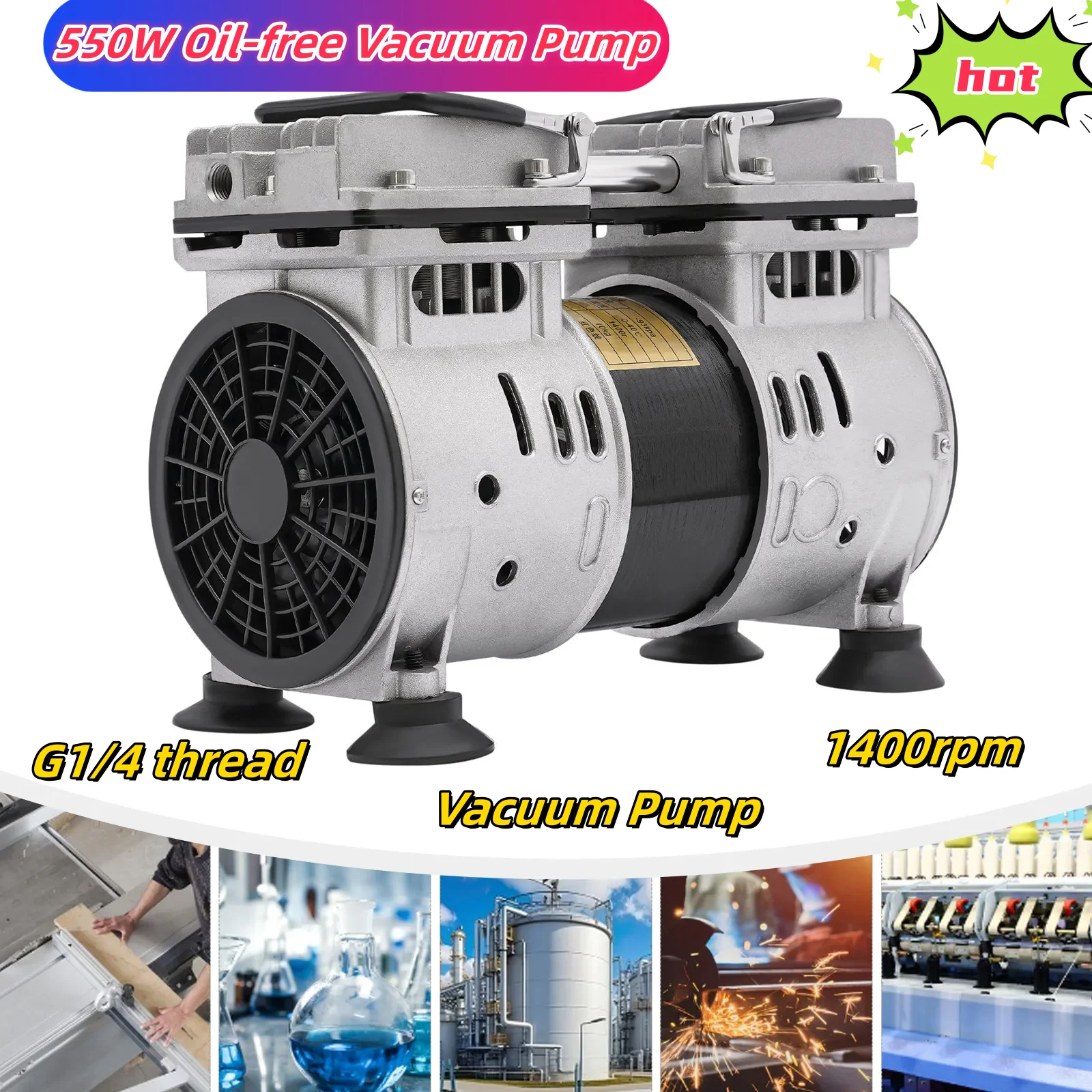 550W Oil-free Vacuum Pump Industrial Vacuum Pump  for Vacuum suction, Food Processing