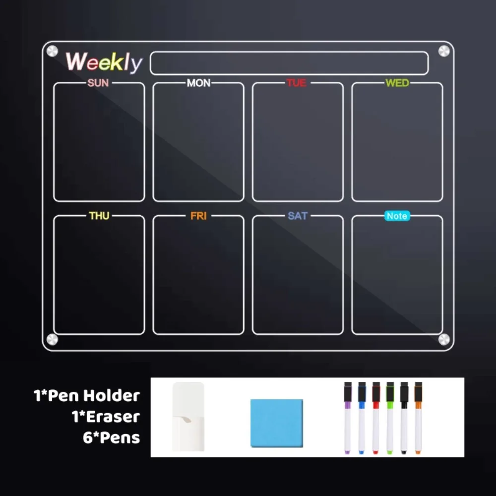 Message Note Monthly Weekly Planner Schedule Reusable Magnetic Calendar Memo To Do List Frameless Acrylic Calendar Board