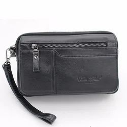 Men Clutch Wallet Bag Long Purse Genuine Leather Cigarette Case Card Holder Pocket Real Cowhide Male Money Handy Wrist Bags