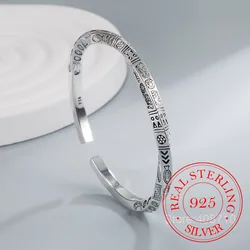 925 Sterling Silver Geometry Totems Open Bracelets Bangles For Women Luxury Designer Party Jewelry Gift Female