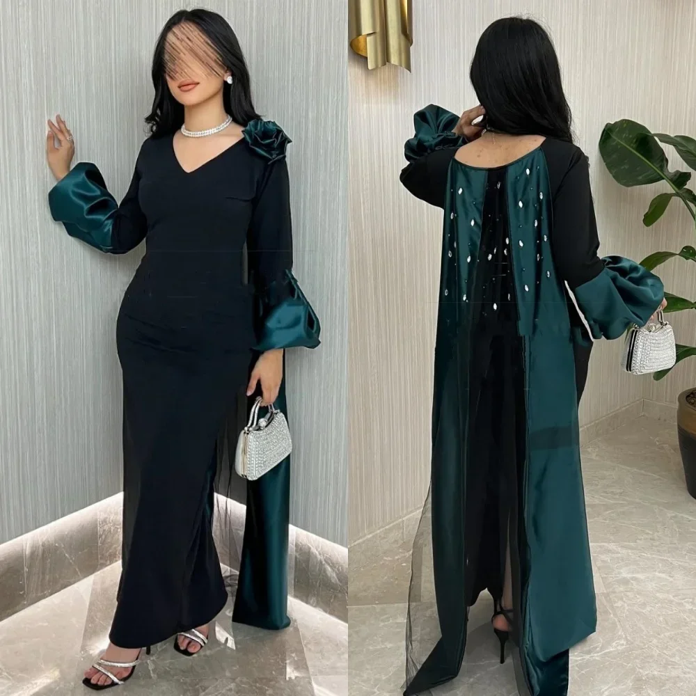 

Customized Casual Jersey Pleat Flower V-neck Midi Dresses Prom Dresses Classic Exquisite Modern Style Pastrol Unisex Chinese Sty