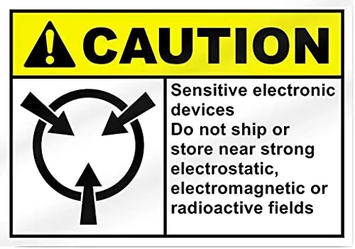 Caution -Sensitive Electronic Devices Do Not Ship Or Store Near Strong Wall Poster Tin Sign Vintage BBQ Restaurant Dinner Room