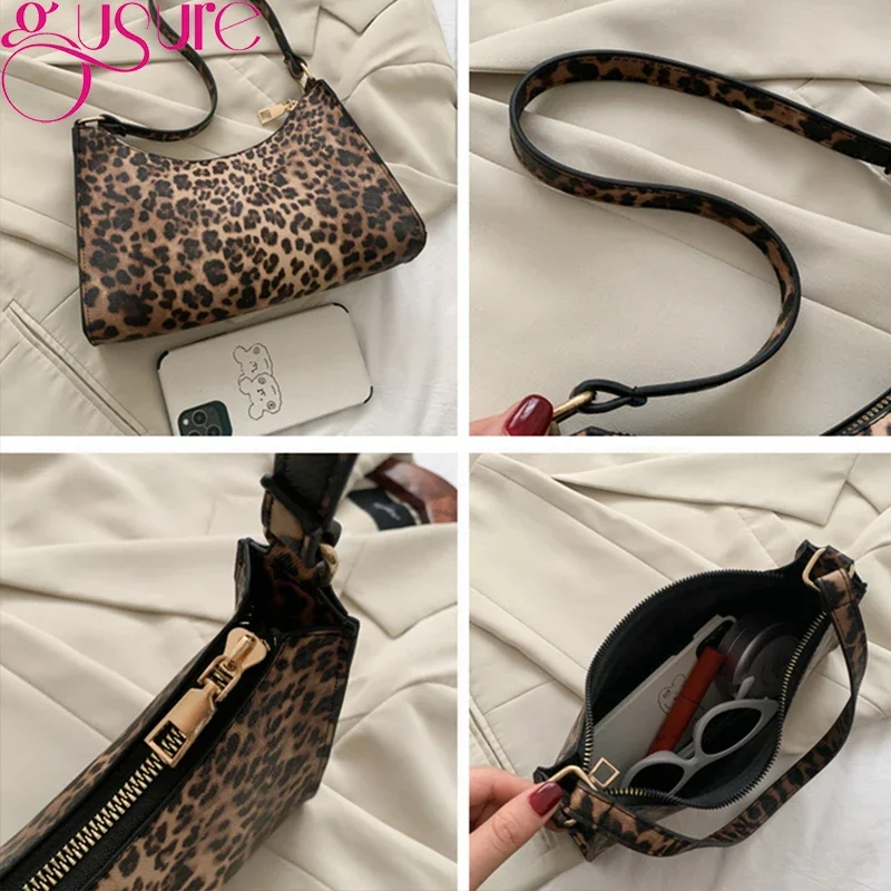 Fashion Personality Wild Retro Casual Women Totes Shoulder Bags Leopard Pattern Shoulder Women Bags Pu Leather Designer Purses