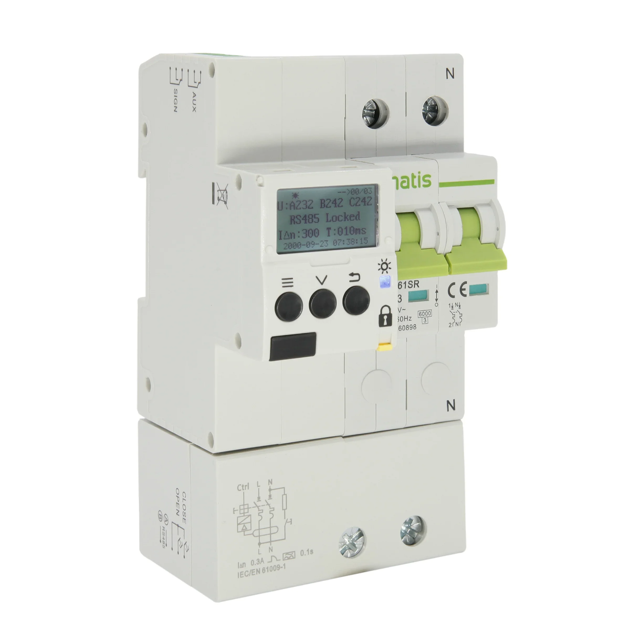 

Rcbo 100a 4Pole RCBO ELCB Residual Current Earth Leakage Circuit Breaker Device Remote Control Kwh Meter Over Voltage Protection