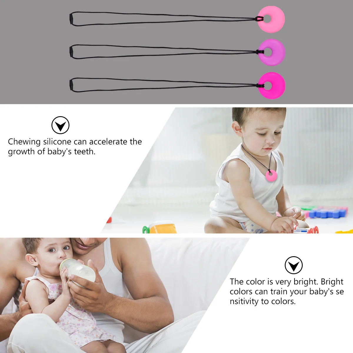 

3 шт., силиконовое детское ожерелье для прорезывания зубов для мамы, мягкая жевательная подвеска, детские молярные тренировочные жевательные бусины, ожерелье для прорезывания зубов