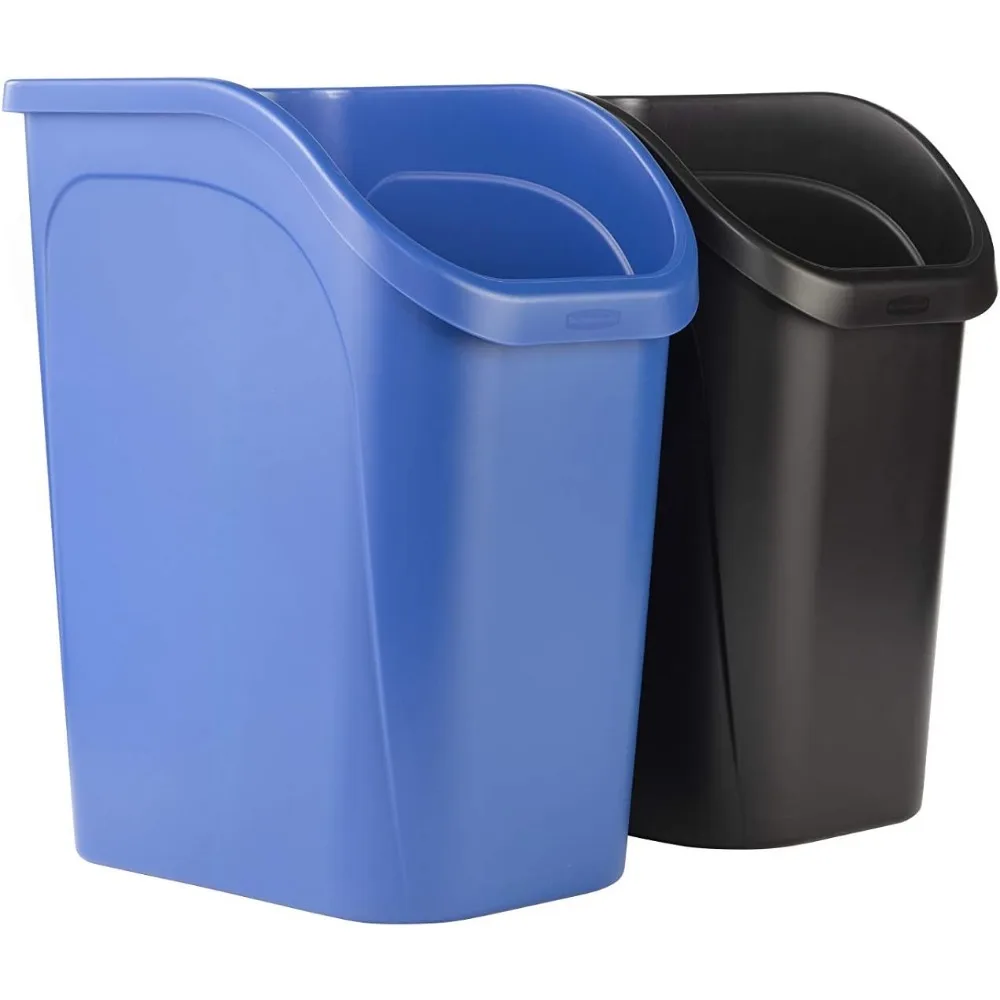 

Compact Under-Sink Trash Cans, 2-Pack Blue & Black for Waste/Recycling, 9.4-Gallon Fits Kitchen/Bathroom/Office
