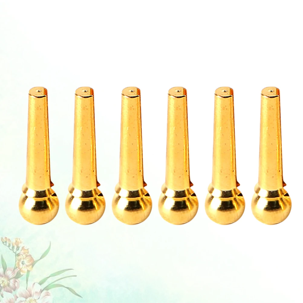 

6 Pcs Accessories Guitar Stringed Cone Metal Bridge Pins Guitars Replacement Gold