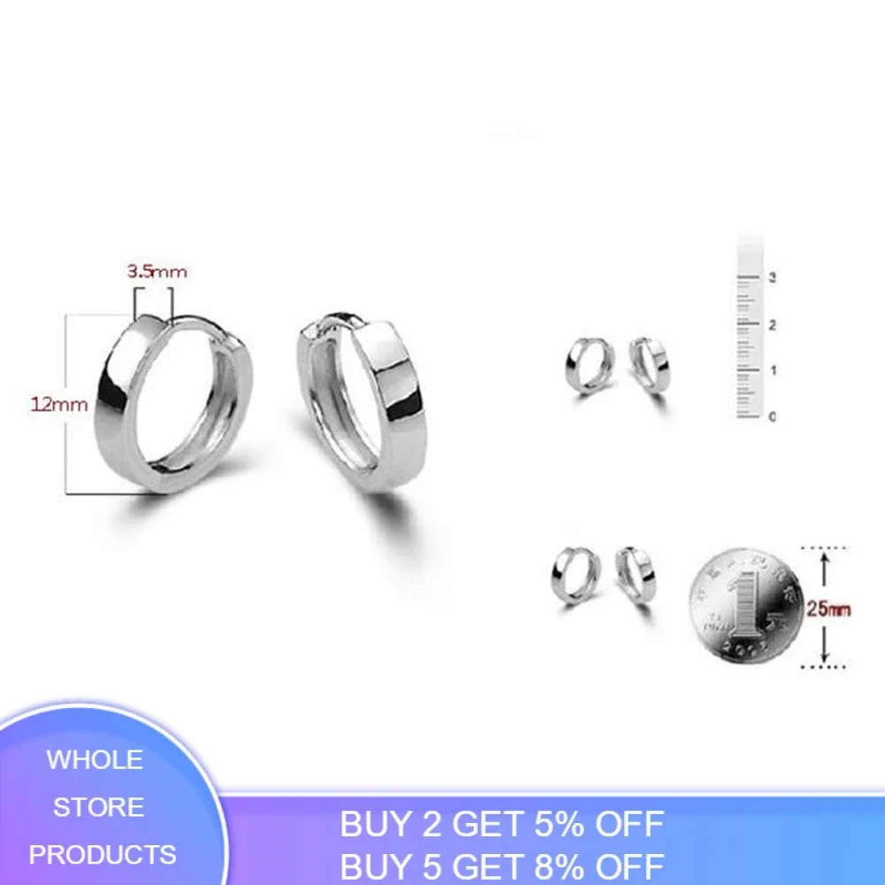 Cute Earrings Pendientes 925 Stmap Silver Color Smooth Surface Stud Earrings for Women Men Brincos Oorbellen Boucle D'oreille