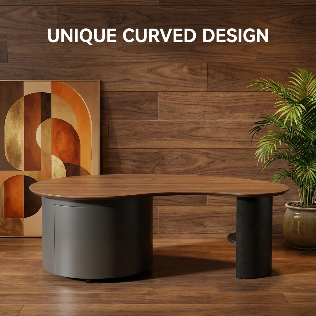#Modern Design, Coffee Table, Wooden Board, Glossy Paint, Easy To Clean, Durable, Household Living Room Furniture