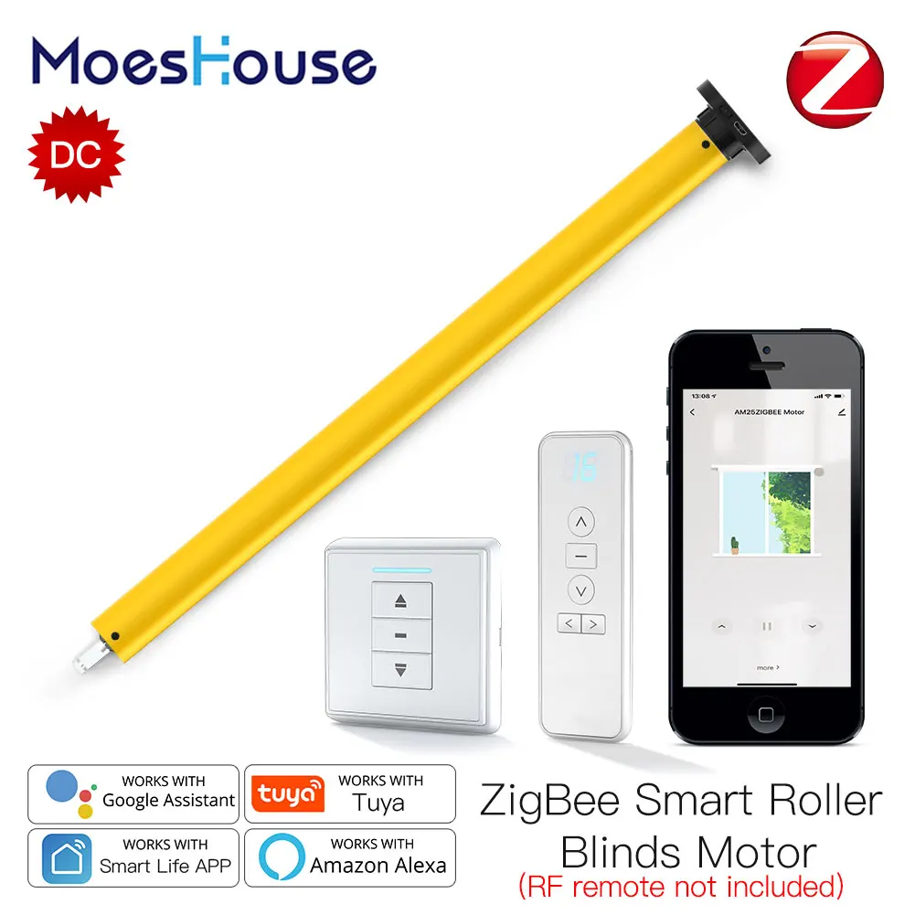 Moeshouse smart zigbee automatische rohr rollos motor dc rf433 fernbedienung 38mm rohr smart lifetuya über alexa google home