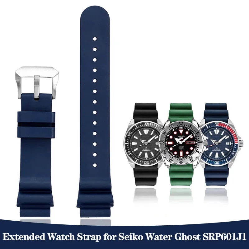 20mm 22mm High Quality Fluororubber Extended Watch Strap for Seiko Water Ghost Abalone Small MM Can SRP601J1 SRPB53 Watchband