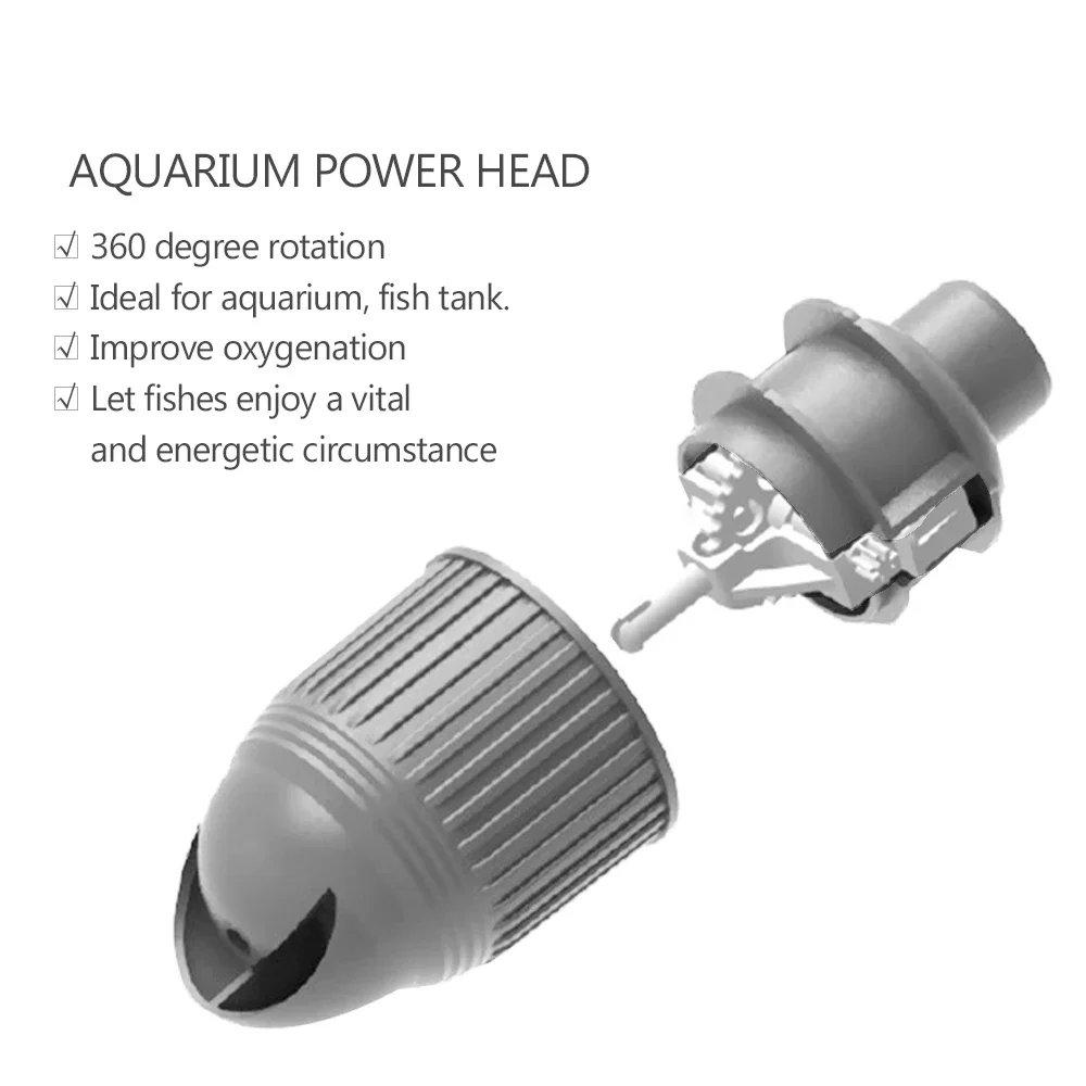360° Rotating Aquarium Power Head, Fish Tank Wave Maker Circulation Pump for Water Flow, Aquarium Accessories
