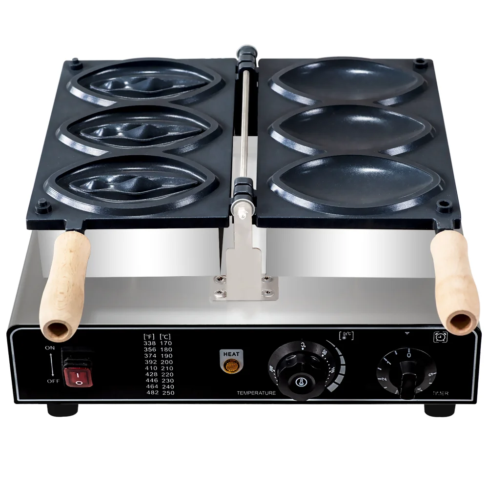 220VCommercial Snack Food Baker 3 Pcs Women Pussy Waffle Maker stainless steel waffle machine view 5