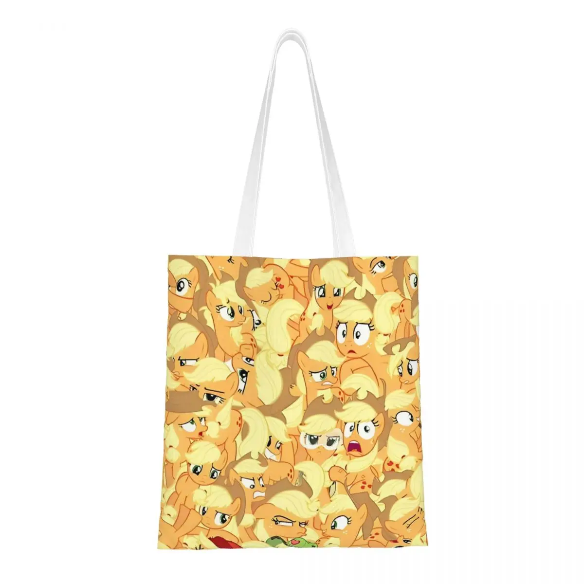 My Little Pony Applejack Mess Bolso de mano de lona Bolsa de comestibles reutilizable de gran capacidad para mujeres Mochilas escolares