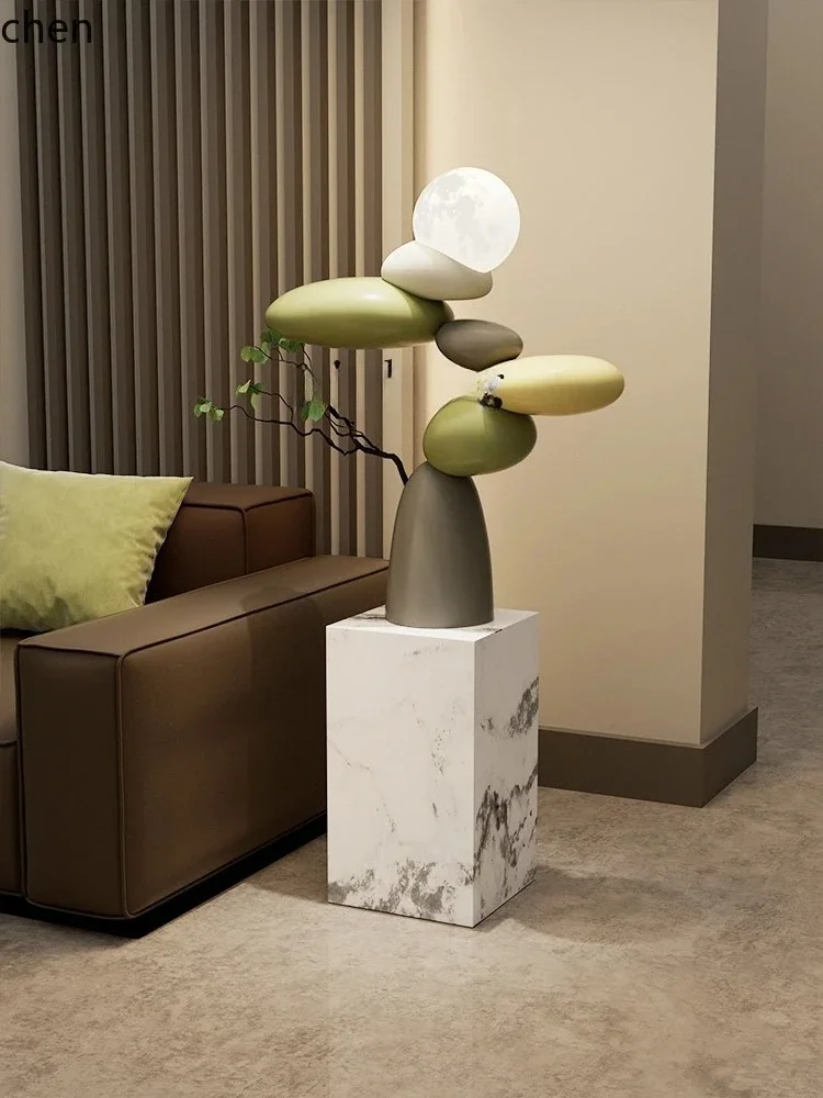 HT   Luxury High-End Lucky Stone Floor Ornaments Living Room TV Cabinet Advanced Art Gift Decorations