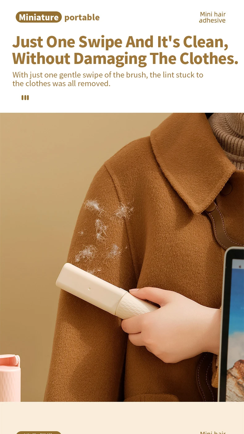 Mini Faltbare Fusselrolle Tragbarer Klebriger Tierhaar-Entferner Abreißbares Klebepapier Staub- und Fluschenreiniger für Kleidung Sofa Reisegebrauch – Detail 4