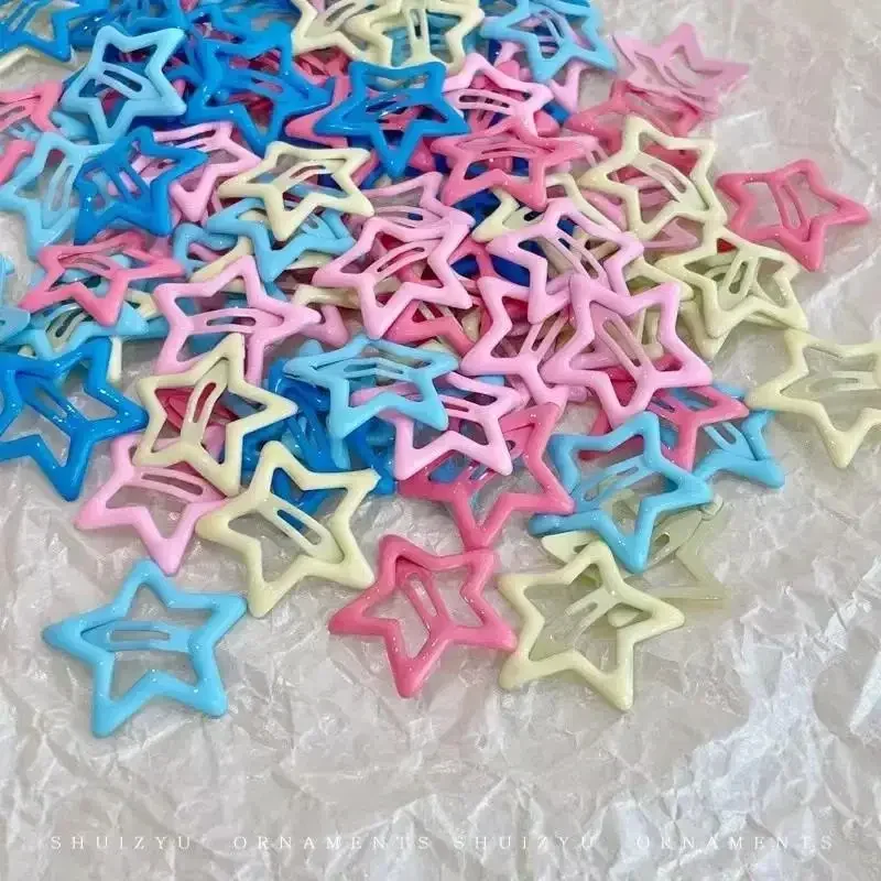 50 Stück bunte Kawaii-Stern-Haarspangen Y2K Süße Mädchen BB Solide Stern-Haarklammern Metall-Schnappklammer Kopfschmuck Haarschmuck Geschenke – Detail 7