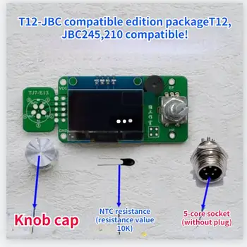 T12 JBC OLED 디지털 디스플레이 납땜 스테이션 제어 보드, 일정한 온도 납땜 인두, T20 C245 210, 4 in 1, 1.3 인치 