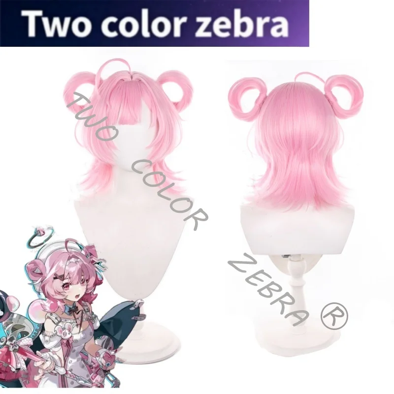 

Neverness To Everness Chiz Cosplay Wig Pastel Pink Short Hair with Two Loop Buns Ahoge Heat-Resistant Synthetic Comic Con Cos