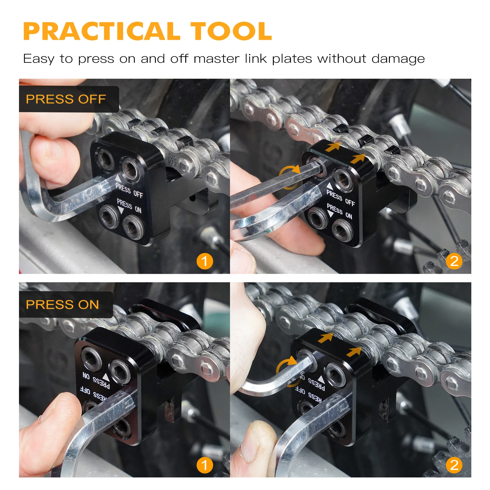 Motorcycle ATV Dirt Bike Master Link Chain Press Tool 520 525 530 Side Plate 50 Series Chain Adjusting Alignment Tool