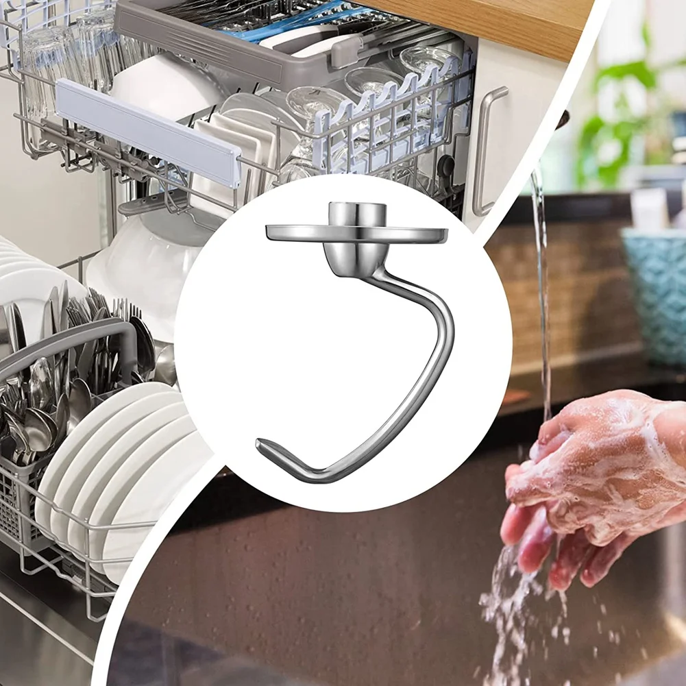 خطاف خلاط بحامل رأس مائل من الفولاذ المقاوم للصدأ ، خطاف عجين مرفق للمساعدة في المطبخ ، من-5 كوارت ، خلاط خبز ، قطع غيار