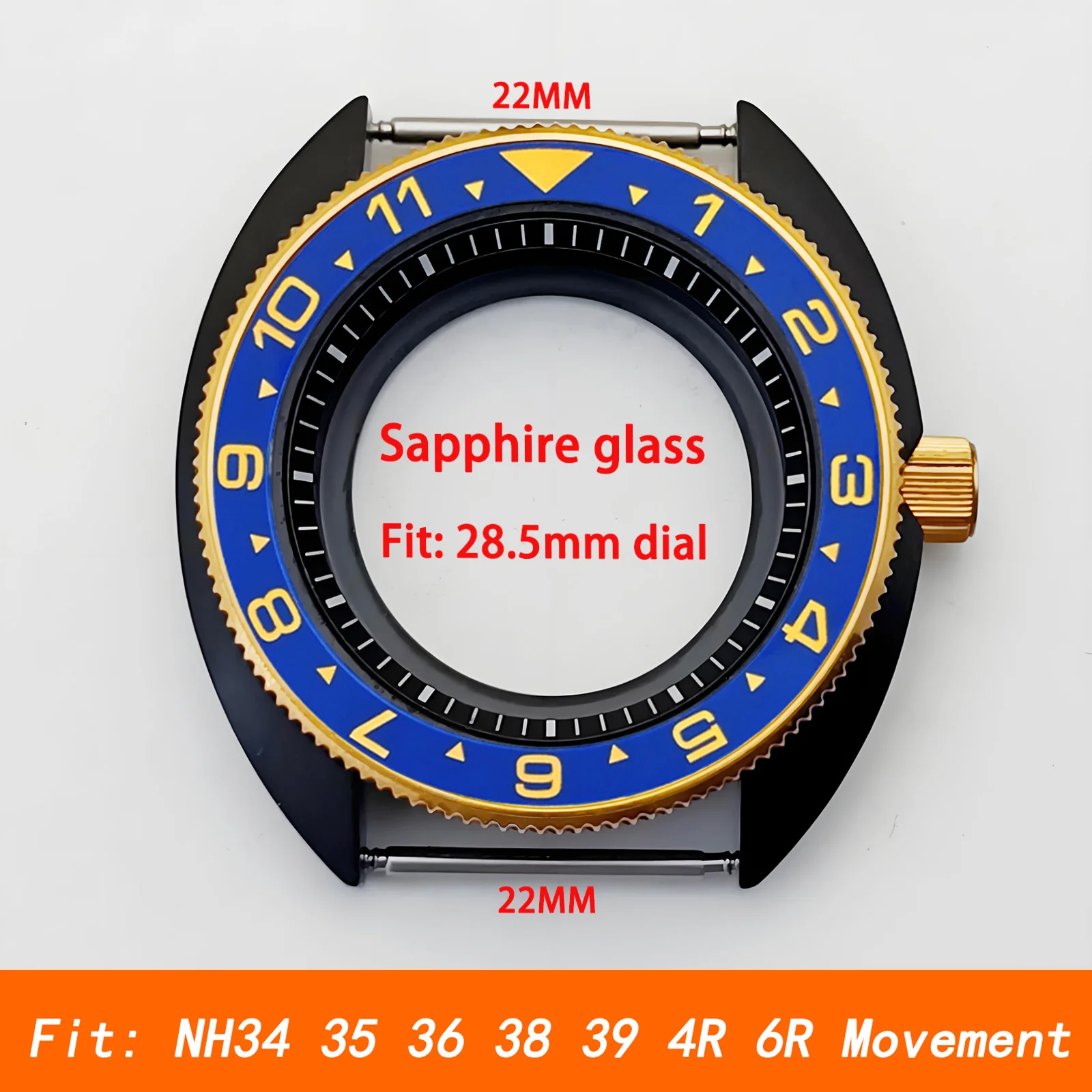 

Mod Black Turtle Case NH35 Case Crown 3.0 Gold Bezel Sapphire Crystal Glass Ceramic Insert Stainless Steel Watch Case