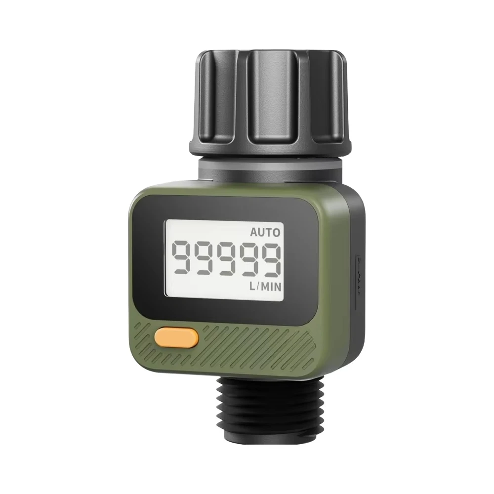 

High Accuracy IP54 Water Flow Meter 180 Removable Panel 4 Measure Modes Gallon/Liter Consumption Outdoor Garden OEM