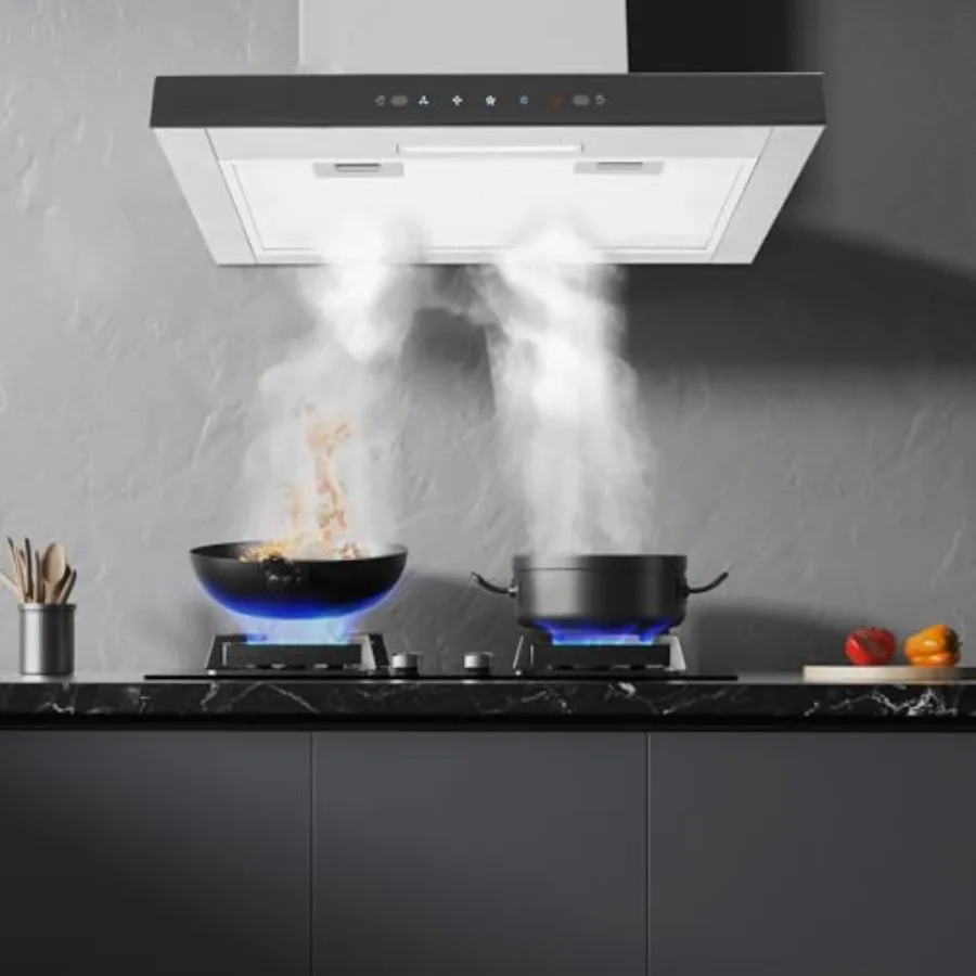 شفاط فوق الخزانة مقاس 23 بوصة لتهوية المطبخ ومروحة عادم من الفولاذ المقاوم للصدأ 350CFM مع 3 إعدادات للسرعة وإضاءة LED #1