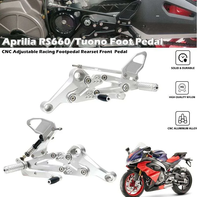 

Motorcycle CNC Adjustable Rearset Front Foot Pedal For Aprilia RS660/Tuono 660 2021-2022-20223-2025 Racing Foot Pedal