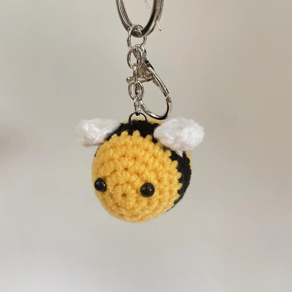 Keychain Gift Crochet Bee Shape Keychain Pendant for Wallet Backpack Car Charm Hanging Ornament Birthday Gift Accessory Bag