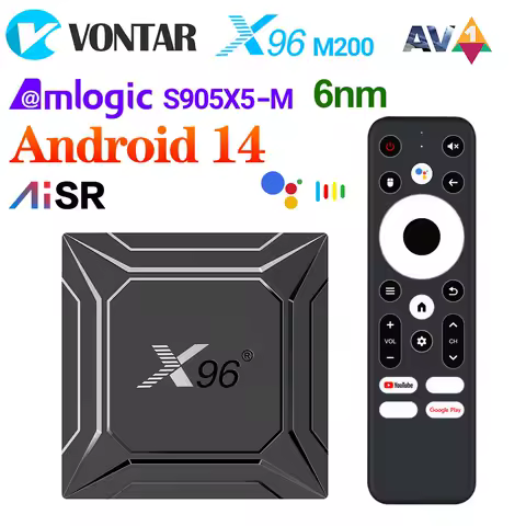 X96 M200 TV Box Android14 Amlogic S905X5M (S905A)Quad Core ARM Cortex A55 Support AI-SR AV1 4K HD 1000M LAN Wifi BT Set Top Box