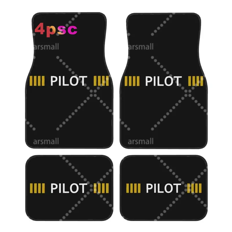 Pilot Captain Stripes Aviation Aviator Car Floor Mats of 4 Pieces Crystal Velvet Rugs Universal Car Front Rear Carpets Foot Mats