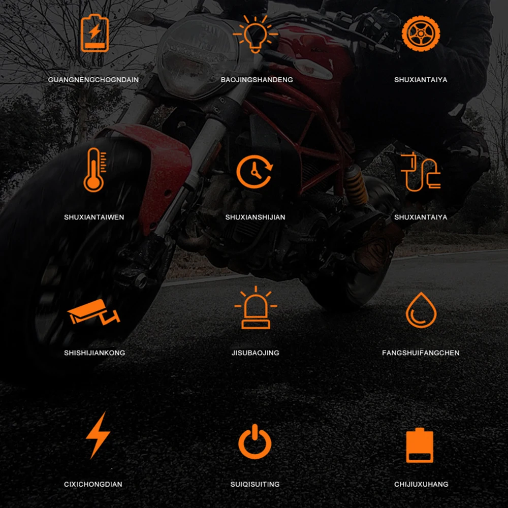 Motorcycle Tire Pressure Monitor LCD Digital Display External Motorcycle Wireless Tire Pressure Detector Monitoring Alarm System