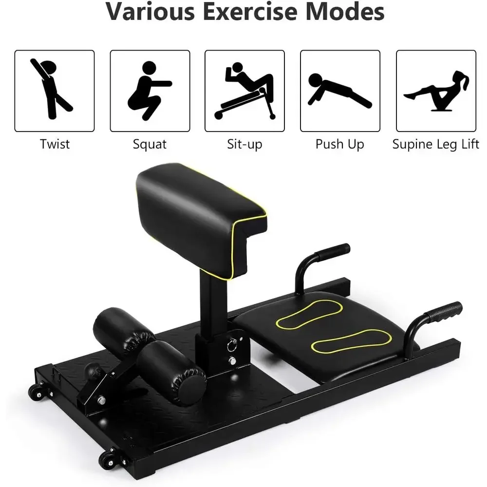 Versatile Adjustable Height Workout Bench for Diverse Exercises: Sissy Squat, Push-ups, Sit-ups, Rope Training, Home Gym