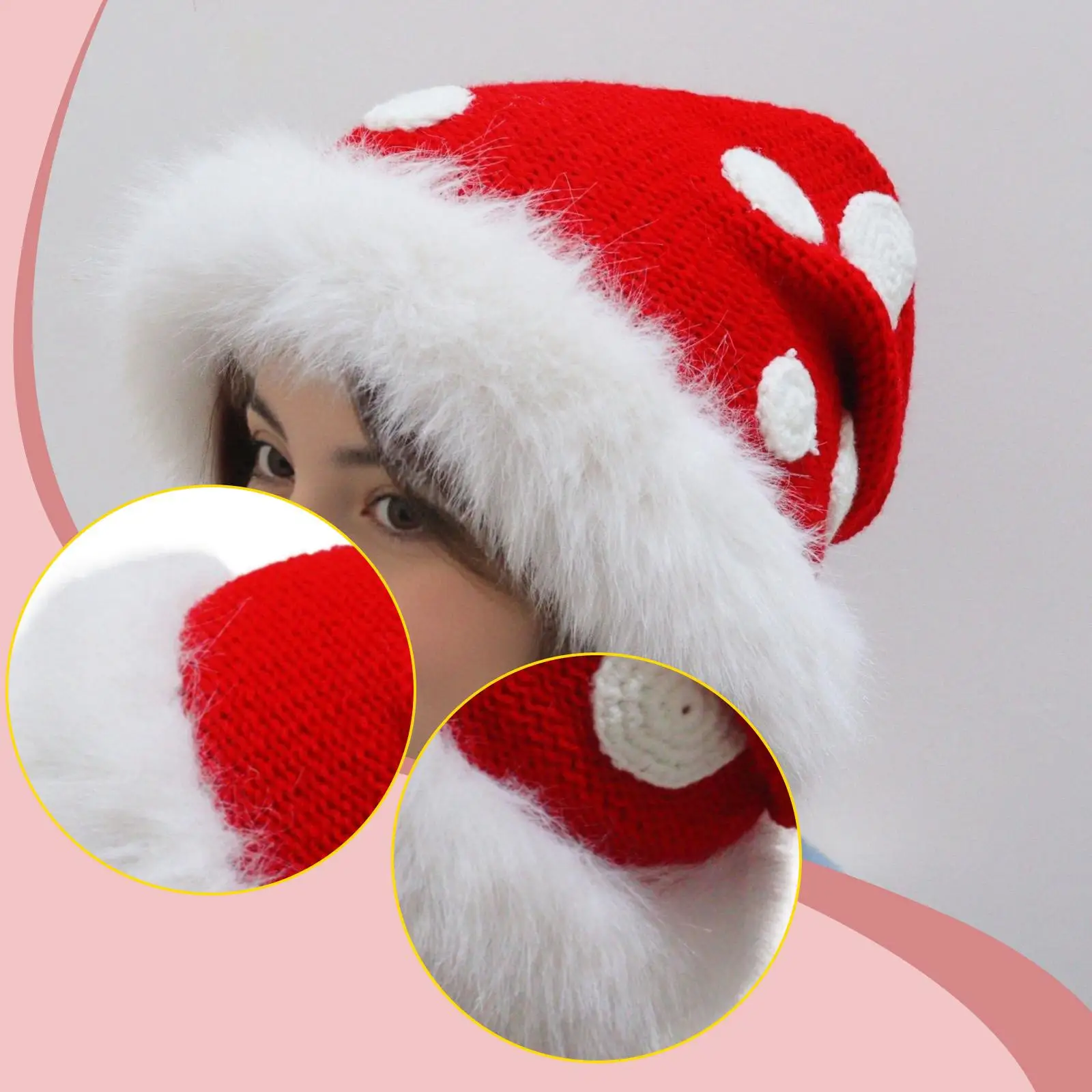 

Plush Knitted Hat Cold Weather Skin Friendly Birthday Gift Warm Comfortable Trendy Soft Thick Beanie Women Cap Costume Accessory
