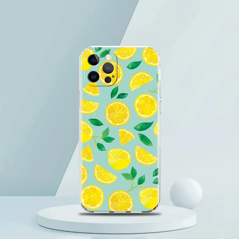 Mediterranean Lemon Phone Case for iPhone 16 15 14 13 12 Pro Max Cover Transparent for iPhone 11 Pro Max 7 8 Plus XS XR Shell