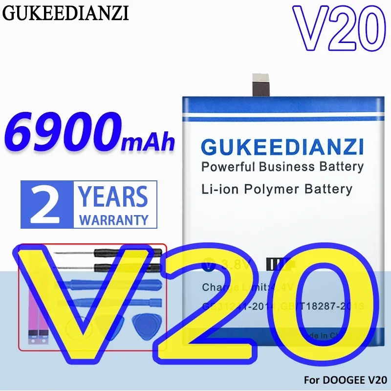 

GUKEEDIANZI Brand New BAT21ZN1336000 BAT21M188500 Battery 6900mAh 9100mAh for DOOGEE V20 V10 Mobile Phone Bateria with Tools