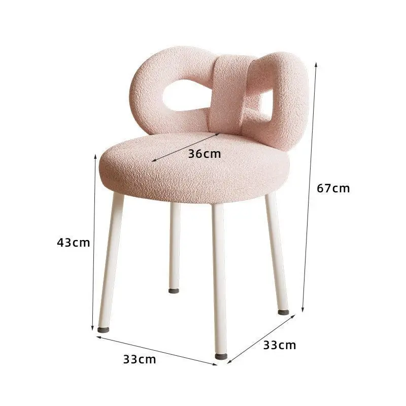 Velvet Bedroom Backrest Fairy Makeup Chair Stool Bowknot Manicure Chair Dressing Table Desk Stool Home Office swivel Chair