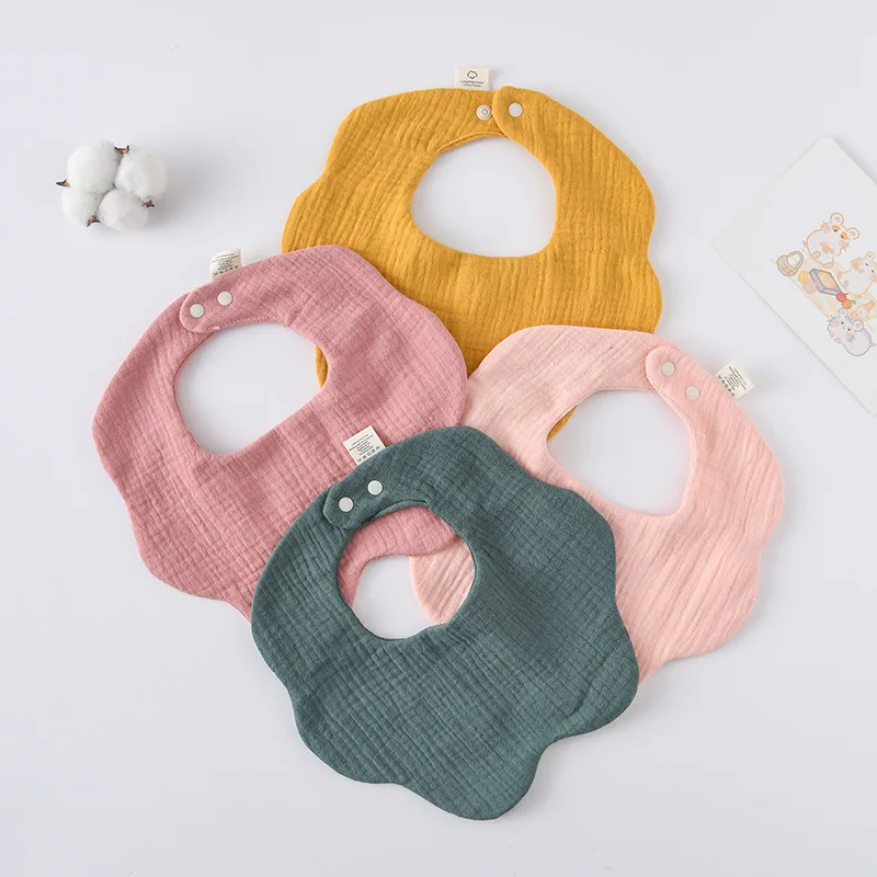 New Baby Feeding Drool Bib Infants Solid Color Petal Saliva Towel Soft Cotton Gauze Burp Cloth For Newborn Toddler Kids Bibs