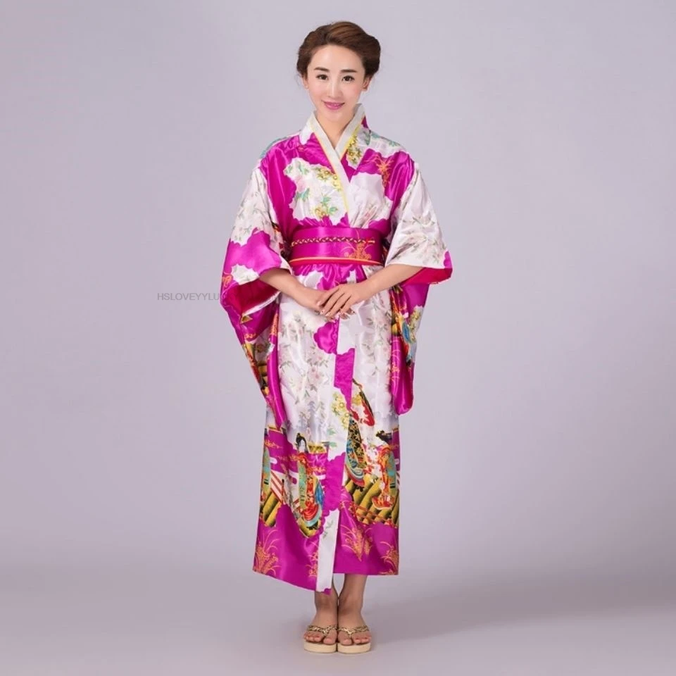 Japanese Dress Tradtional Kimono Women  Vintage Red Geisha Yukata Cosplay Costumes Performance Photoshooting Kimono Dress