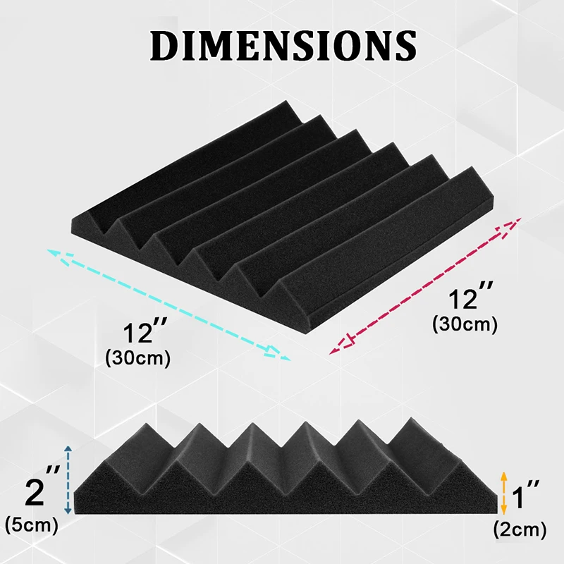 6-24 Pcs Painéis de Espuma Acústica Insonorização Espuma Cancelamento de Ruído Isolamento Doméstico Estúdio Alta Densidade Material Absorvente