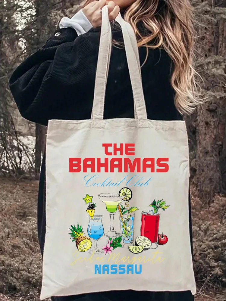 

Сумка-шоппер из холщовой ткани с узором «Багамы», складная, портативная, для покупок, органайзер для хранения, экологичная ткань, 1 шт.